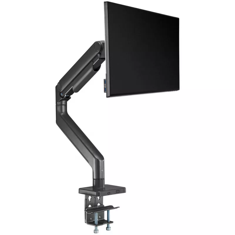 Monitorhalterung DIGITUS Single, Klemme, für bis zu 49 Zoll (124,5 cm), 20 kg, VESA 75x75–100x100, neigbar -20° bis 50°, höhenverstellbar, schwarz