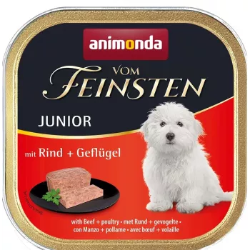 animonda Vom Feinsten Junior mit Rind und Geflügel Hundenassfutter, 150 g