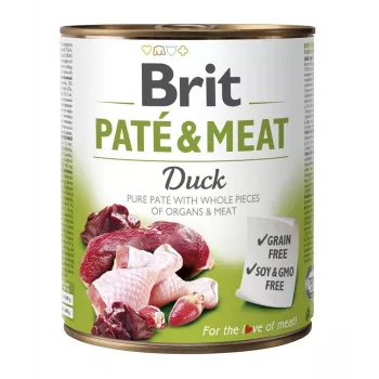 BRIT Paté & Meat mit Ente - Nassfutter für Hunde - 800g