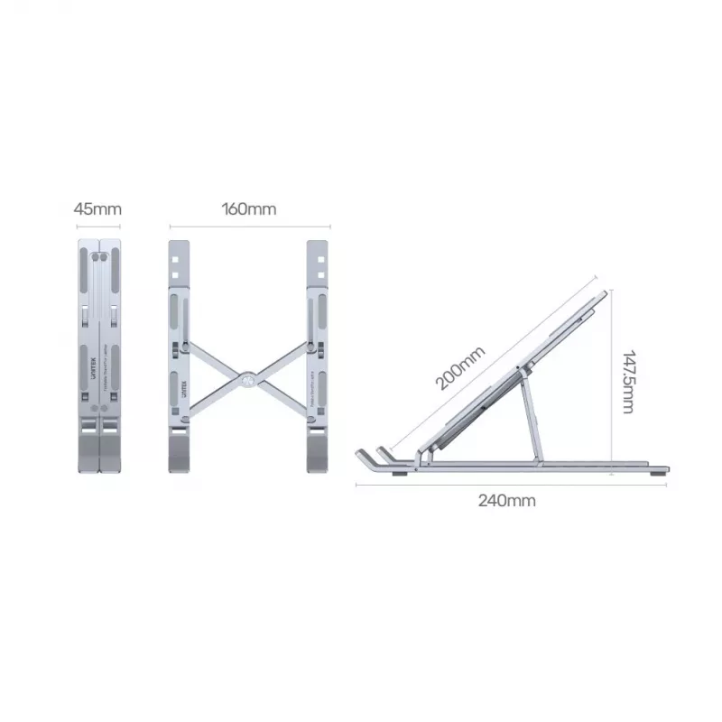 Laptopständer UNITEK OT155SL Silber Aluminium 13-41° neigbar