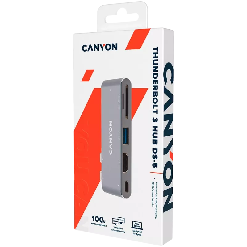 CANYON Hub DS-5 5in1 Thunderbolt 3 4K Space Grey
