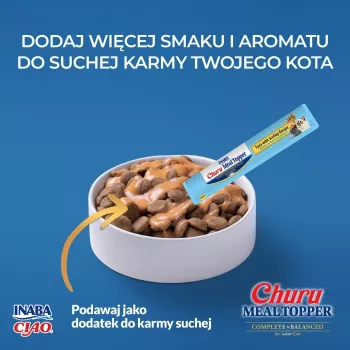 INABA Churu Meal Topper Thunfisch mit Jakobsmuschel – Nassfutterbeutel für Katzen, 4 x 14 g