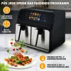 Heißluftfritteuse ProfiCook PC-FR 1287 H — Doppel-8 L, 2200 W, Touch-LED, schwarz/Edelstahl