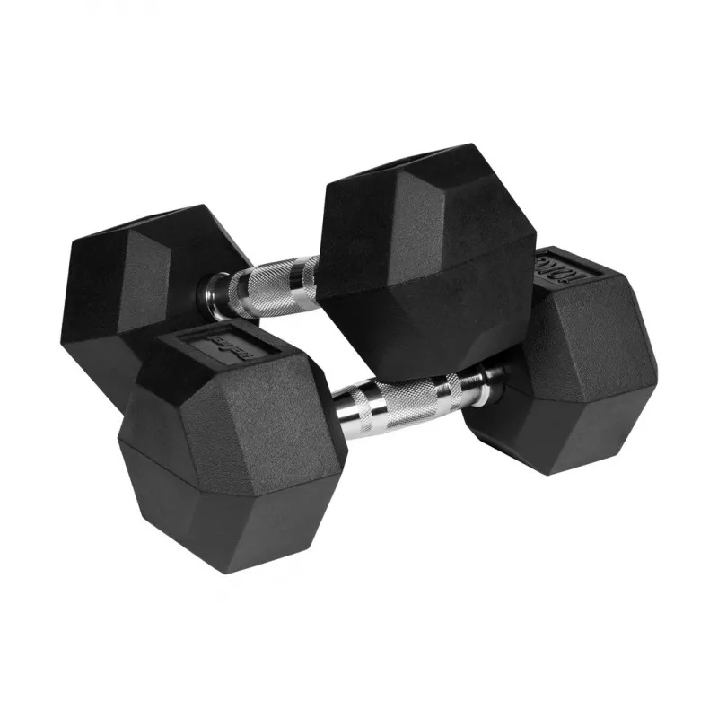 Gummierte Gusseisen-Hanteln HEX 2x10 kg REBEL ACTIVE