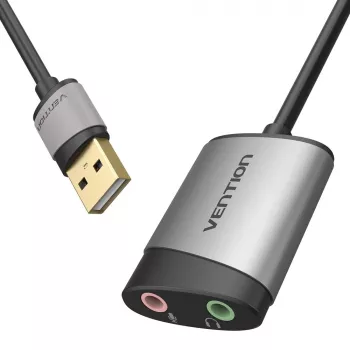 Vention USB Externe Soundkarte 0,15M Grau Metall Typ