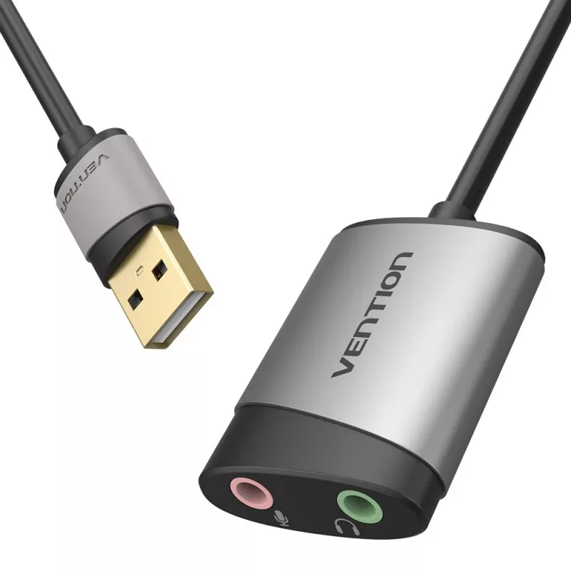 Vention USB Externe Soundkarte 0,15M Grau Metall Typ