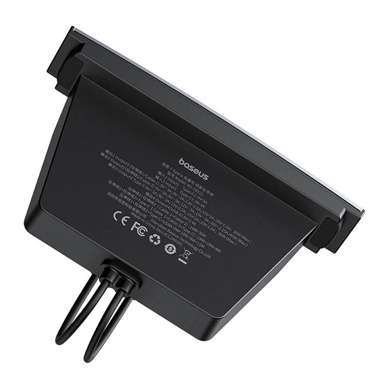 Hub Baseus T-Space mit USB-C-auf-Lightning-Kabeln für Tesla-Fahrzeuge (schwarz)