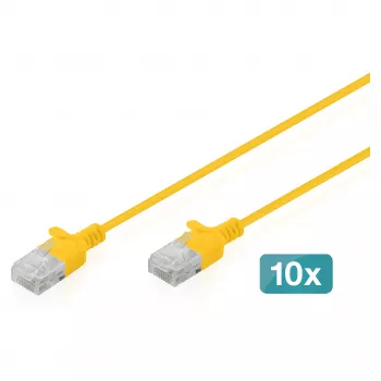Patchkabel DIGITUS CAT6 U-UTP schlank, 1 m, gelb, 10er-Pack
