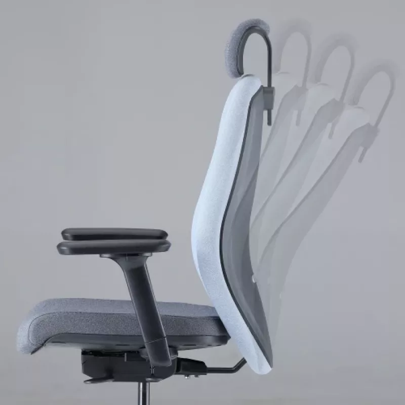 Up Up Athene ergonomischer Bürostuhl Schwarz, Grau + Blauer Stoff