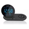 FM PLL clock radio/ALARM/USB/CR85BK CHARGE/Wireless charging/Innenbereich/outdoor temperature/Schwarz