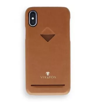 Kartenfach-Rückenschale VixFox für iPhone XSMAX – karamellbraun, Rückseitenhülle mit Kartenfach