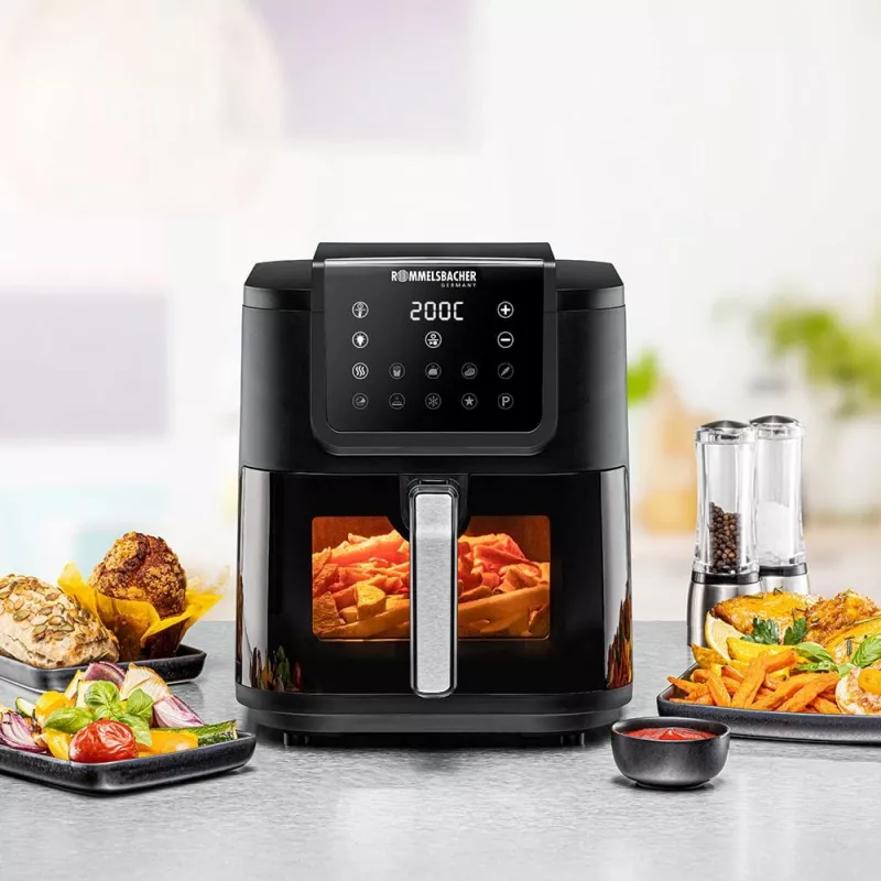 Heißluftfritteuse Rommelsbacher FRH 1700 Single 8 L Standgerät 1700 W mit 10 Programmen und LED-Anzeige