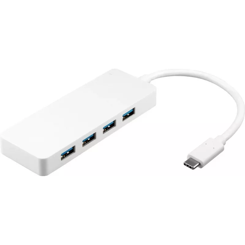 Wentronic Goobay USB-C™ 4x Multiport Adapter, Weiß - gleichzeitiger Anschluss von 4x USB 3.0 A-Buchse an USB-C™-Stecker (66274)