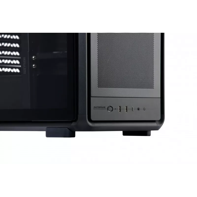 PC Midi Tower Cooler Master MasterFrame 500 Mesh — Schwarz mit transparenter Seite, unterstützt ATX/EATX, 2x200 mm vorne, 1x120 mm hinten