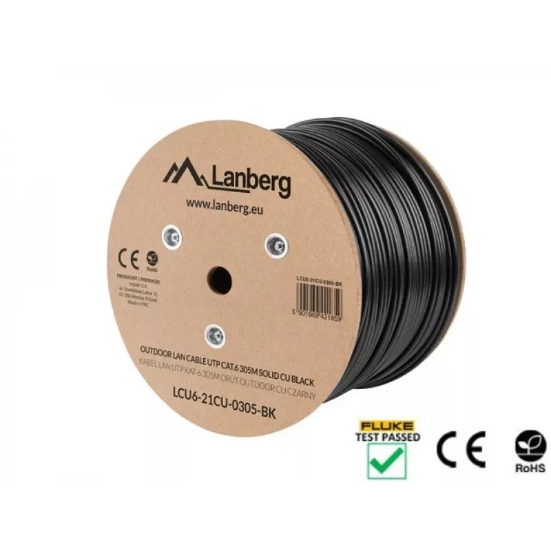 Lanberg LCU6-21CU-0305-BK Netzwerkkabel Schwarz 305 m Cat6 U/UTP (UTP) Außenbereich