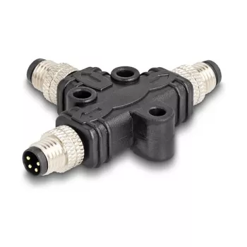 Kabelsplitter DeLOCK M8 T-Splitter A-kodiert 4-Pin 1 x Stecker auf 2 x Stecker