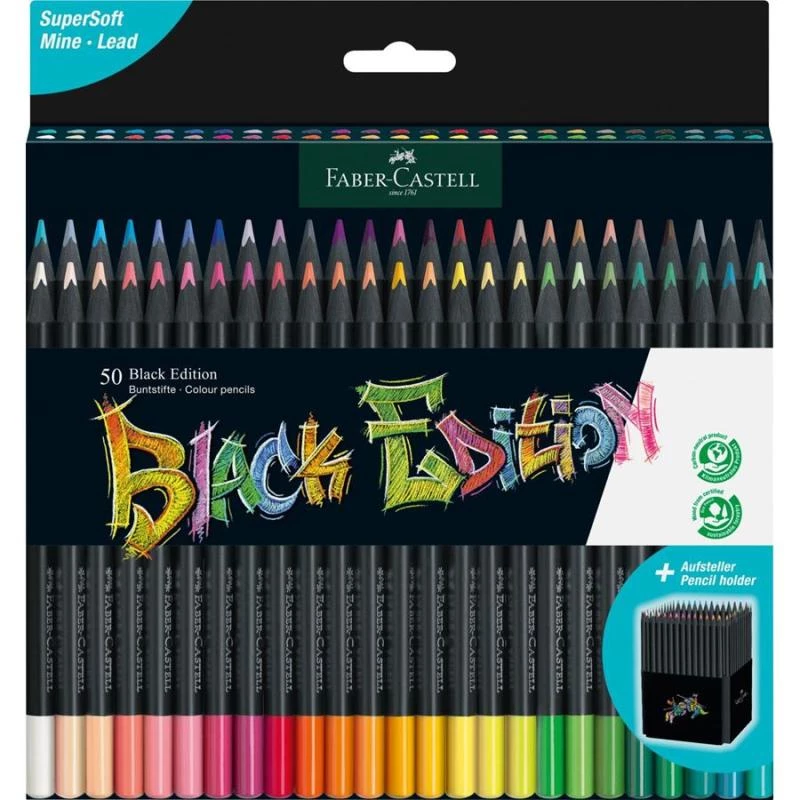Buntstifte Faber-Castell 116450, mehrfarbiges Set, 50 Stück, weiche Mine, Kartonbox