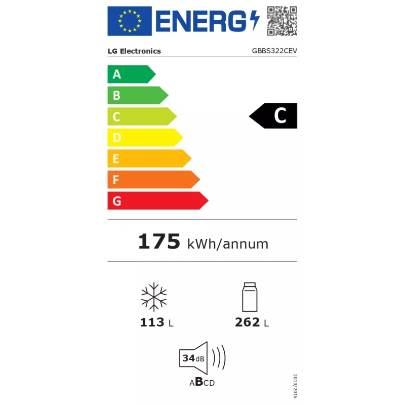 LG GBBS322CEV Kühl-Gefrierkombination Freistehend 375 L Schwarz