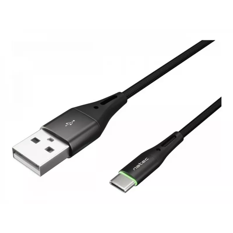 NATEC Kabel USB-C/A 2.0 1m prati LED schwarz Nylon