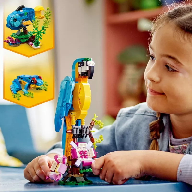 LEGO Bauset Exotischer Papagei 31136 — Creator Display-Modell, 253 Teile, 220×120×110 mm