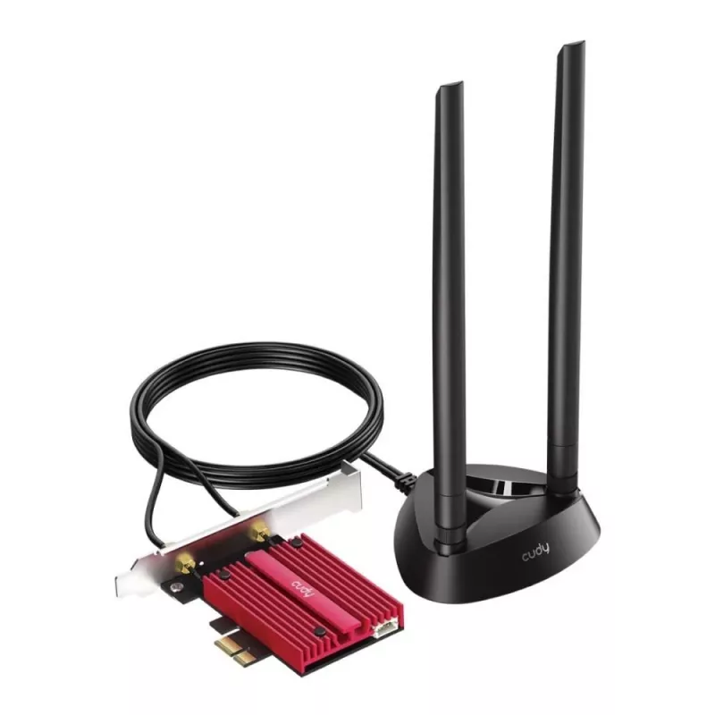 Interne WLAN Bluetooth Netzwerkkarte Cudy WE9300S PCIe, Wi‑Fi 7 (802.11be) Tri‑band 2.4/5/6 GHz, 5765 Mbit/s, Bluetooth 5.4, externe 2x2 Antenne