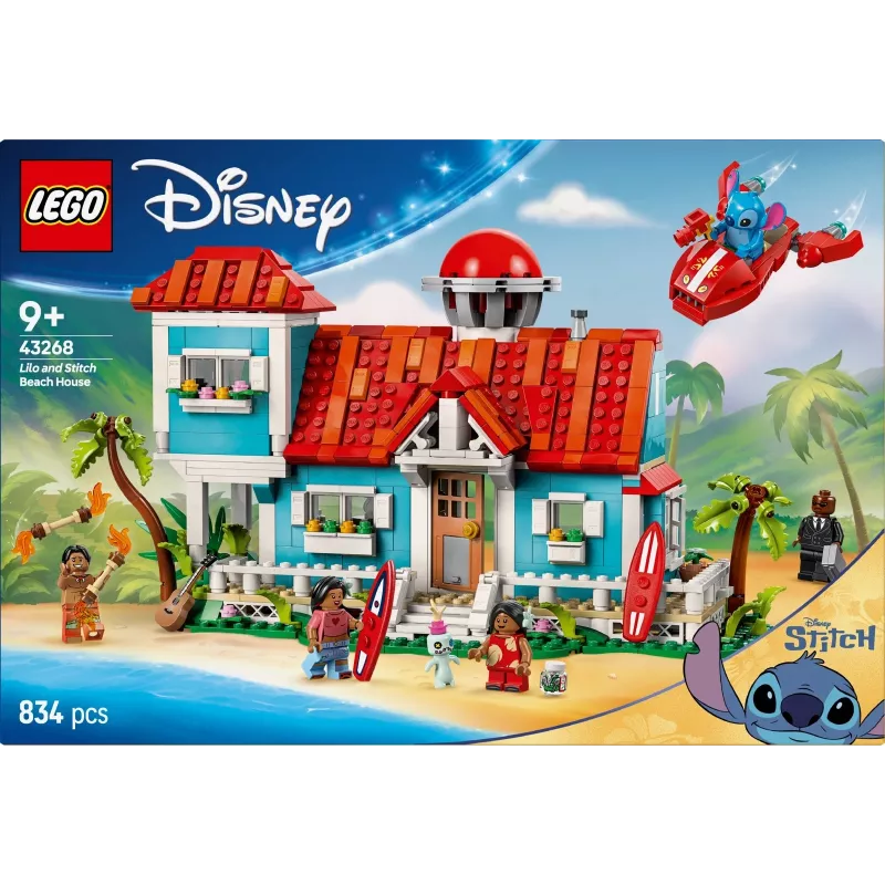 LEGO Disney Set 43268 Strandhaus – modulares Haus zum Bauen, 834 Teile, 5 Minifiguren, Alter 9+