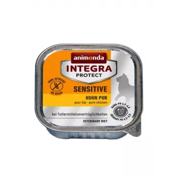 Nassfutter für Katzen Animonda Integra Protect Sensitive Pure Chicken 100 g, getreidefrei, glutenfrei, für ausgewachsene Katzen, Allergieunterstützung