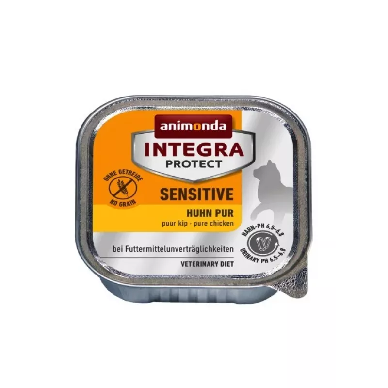 Nassfutter für Katzen Animonda Integra Protect Sensitive Pure Chicken 100 g, getreidefrei, glutenfrei, für ausgewachsene Katzen, Allergieunterstützung