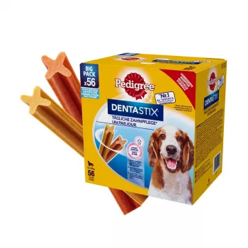 Zahnpflege-Snacks für Hunde Pedigree DentaStix 1,44 kg für ausgewachsene Hunde mittelgroßer Rassen – Rind & Huhn, Zahnpflege, Vitamin E