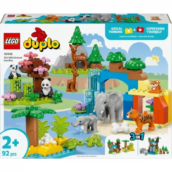 LEGO DUPLO Town Wilde Tierfamilien 3-in-1 Spielset 10446 – 92 Teile, ab 2 Jahren, 200×220×340 mm
