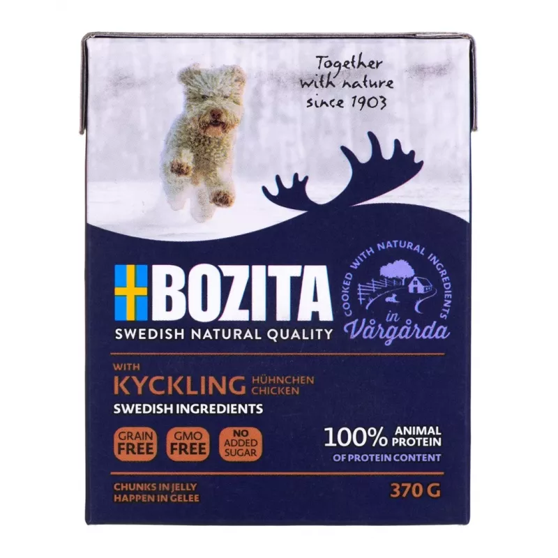 Bozita WITH CHICKEN – Stücke in Gelee, 370 g, gluten- und sojafrei