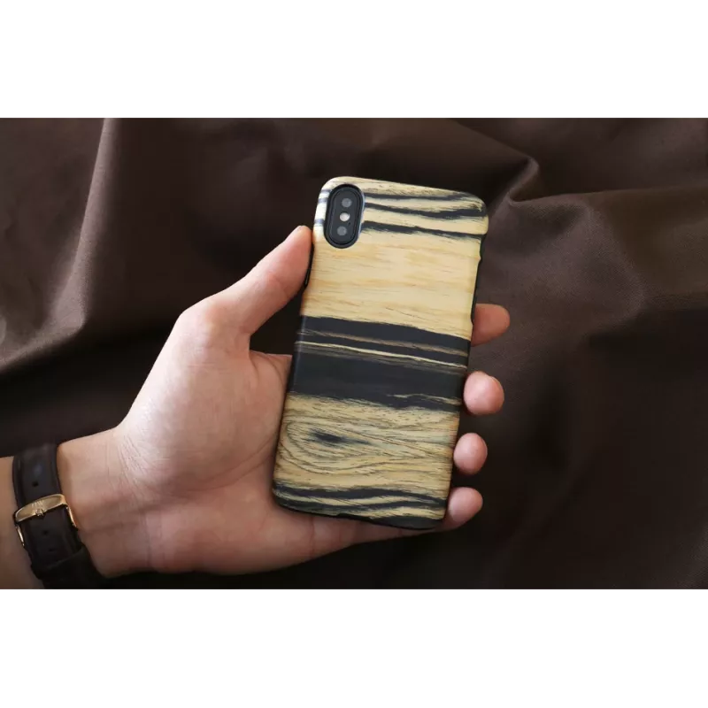 Smartphone-Hülle man and wood für iPhone X/XS – weißes Ebenholz schwarz
