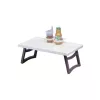 Nachttisch SUNDO 46710 mit Griffen, weißes Styrol-Regal, 530×320×200 mm, 2 Becherhalter, Klappbeine, Flaschenhalter