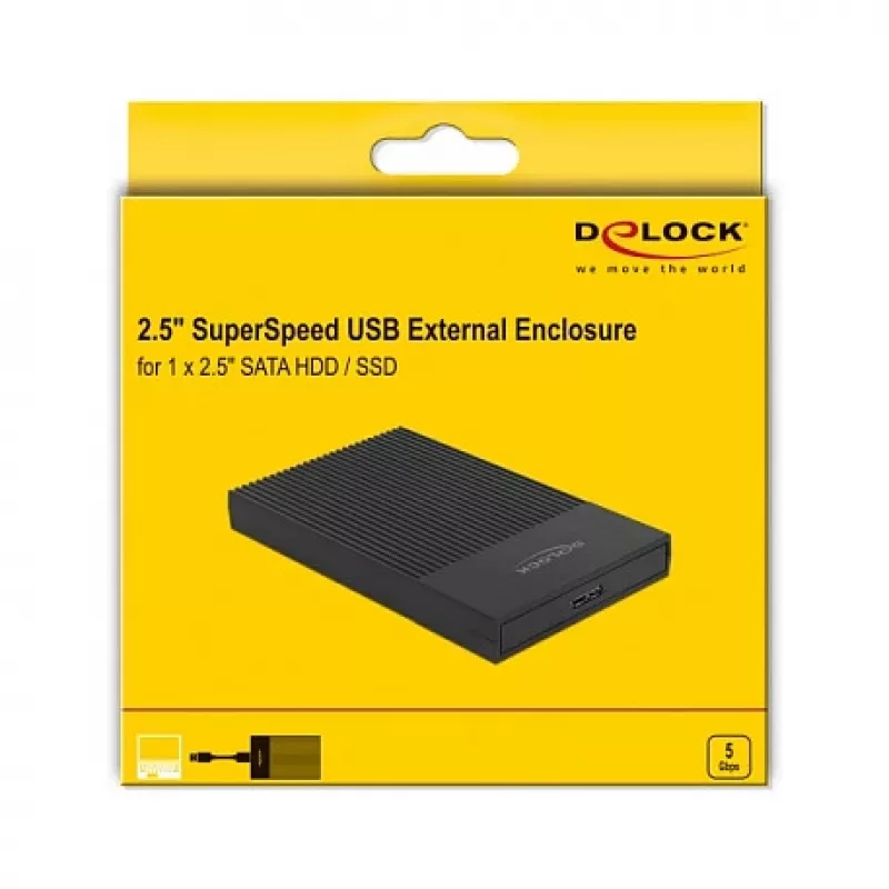 HDD/SSD-Gehäuse DeLOCK 42011 Schwarz 2,5 Zoll SATA III 5 Gbit/s