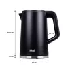 IDEAL Wasserkocher 1,7 l, Stahlgehäuse, Leistung 1500 W, schwarz