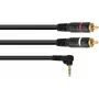 Adapterkabel Omnitronic 3,5-mm-Winkelklinke auf 2x Cinch, 3 m Länge, Modell 30225012