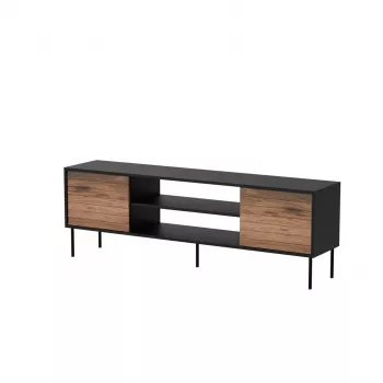 TV-Schrank cama meble EF CORTINA 180×40×60 cm, Oberseite schwarz, Gestell Nussbaum