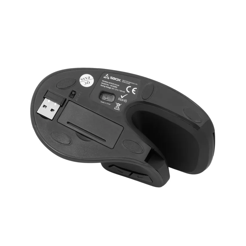 Maus SBOX VM-838W Vertikal Kabellos Schwarz Schnittstelle