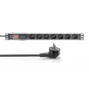 Digitus Steckdosenleiste mit Aluminiumprofil 7-fach CEE 7/5 Buchsen 2 m Kabel