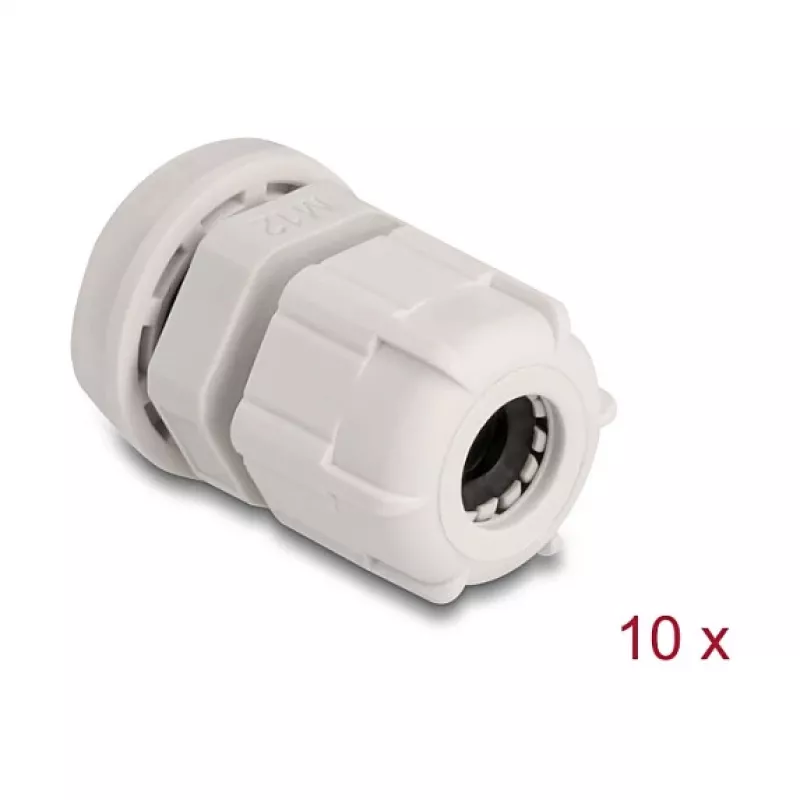 Kabelverschraubung M12 DELOCK grau Kunststoff 10er-Pack