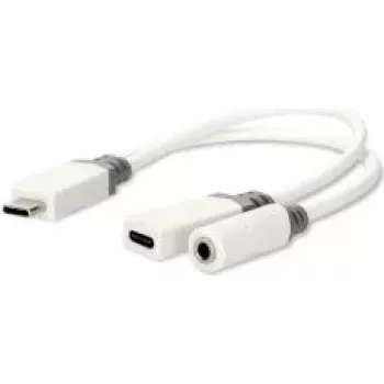Nedis USB-C™ Adapter | USB 2.0 | USB-C™ Stecker USB-C™ Buchse / 3,5 mm Buchse | 0,10 m | rund | vergoldet | PVC | Weiß | Box