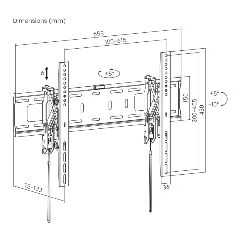 TV-Halterung SBOX PLB-6546T-2 für 37–80 Zoll Bildschirme, bis 75 kg, VESA bis 600x400