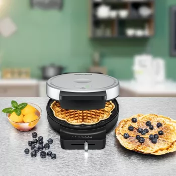 ROMMELSBACHER WA 850, 1 Waffel(n), Kreis, Herzform, Schwarz, Silber, 17,5 cm, Kunststoff, 850 W