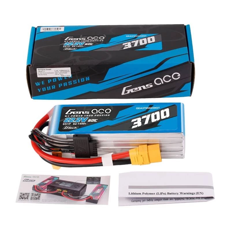 Batterie Gens ace GEA376S60X9GT 22,2 V LiPo eingebaut für RC-Modelle, 0,536 kg, schwarz/blau/grau/weiß