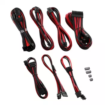CableMod C-Series PRO RM Schwarz Label Netzteilkabel-Kit CM‑PCSR‑16P3KIT‑NKKR‑R — schwarz-rot ummantelte modulare PSU-Kabel