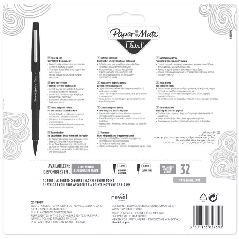 Filzstift Medium Papermate Flair 12 Stück