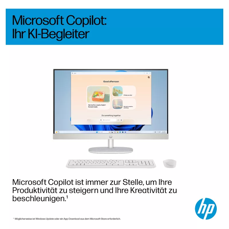 HP AI 27-cr2275ng - All-in-One (Komplettlösung) - Core Ultra 7 255U - RAM 16 GB - SSD 512 GB - NVMe - Intel Graphics - 1GbE, Bluetooth 5.3, Wi-Fi 6 - WLAN: 802.11a/b/g/n/ac/ax