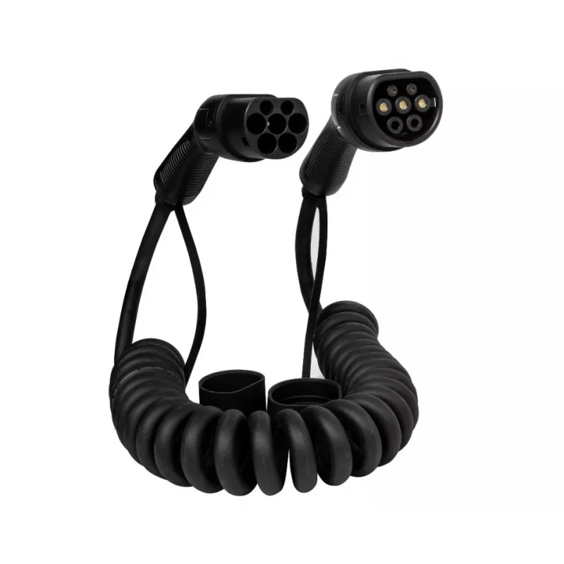 Ladekabel DEFENZO SPIRO AC11 5 m USB Type-C Schnellladung, Typ-2-Fahrzeugstecker, 11 kW, IP55