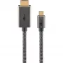 USB-Geflochtenes Adapterkabel, USB-C-Stecker > HDMI-Stecker, 4K / 60Hz (Schwarz/Silber, 2 Meter)