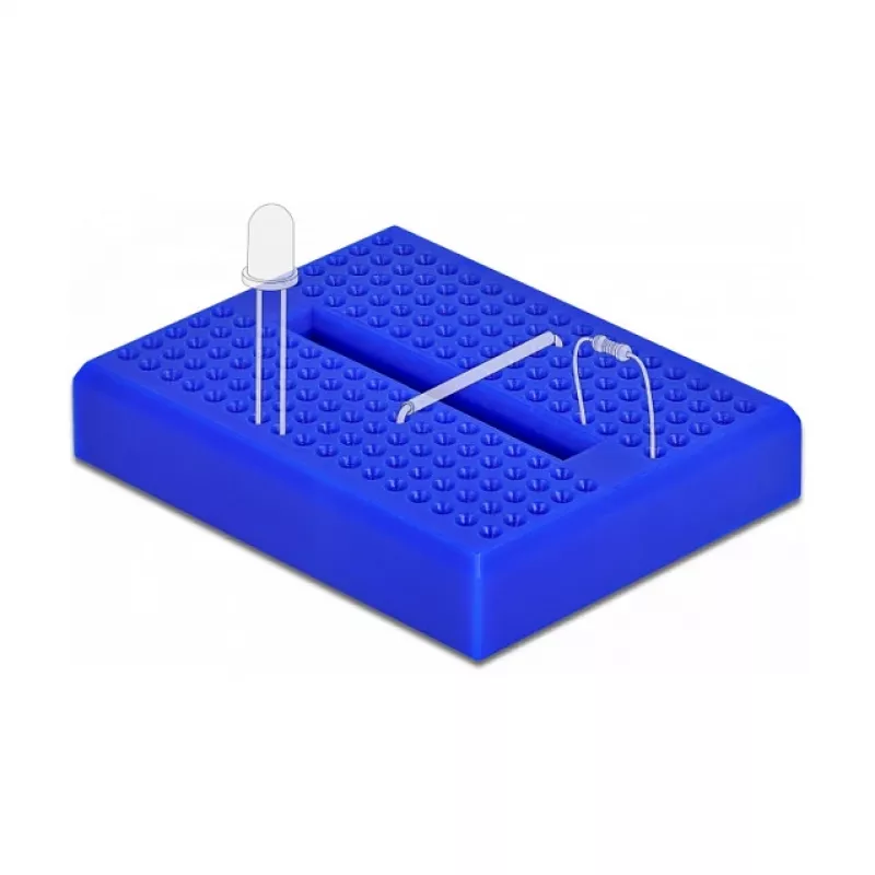 Breadboard DELOCK 18322, Kunststoff-Prototypenplatine, blau, 36×46×10 mm